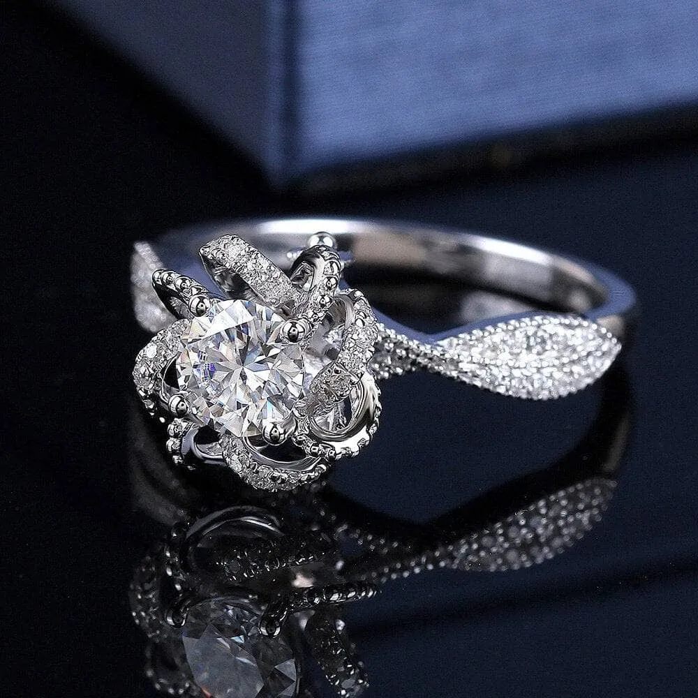 18k White Gold 1.0 Ct 6.5mm Round Cut Diamond Wedding Ring