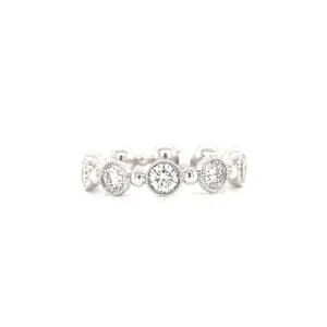 18K White Gold Diamond Milgrain Eternity Band