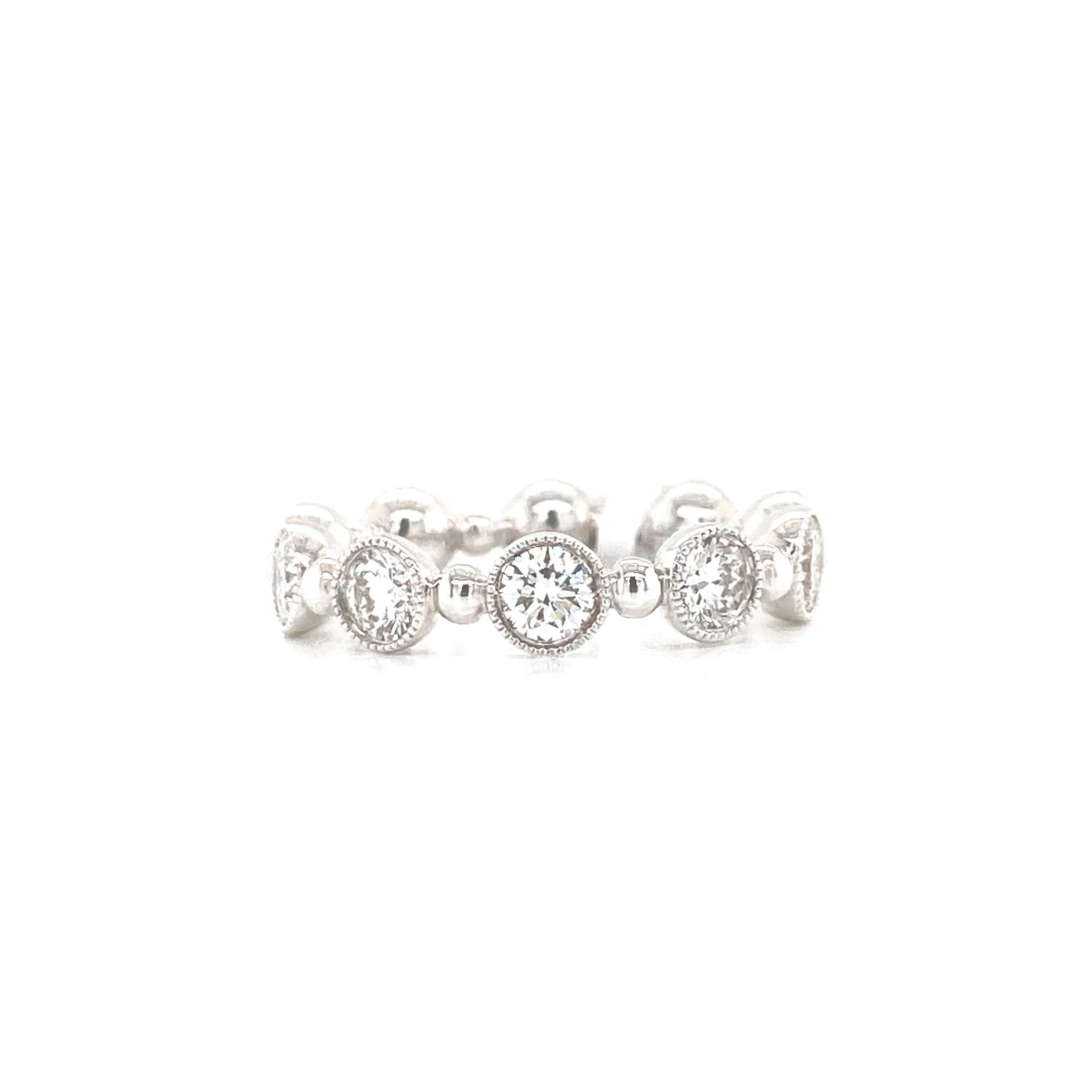 18K White Gold Diamond Milgrain Eternity Band