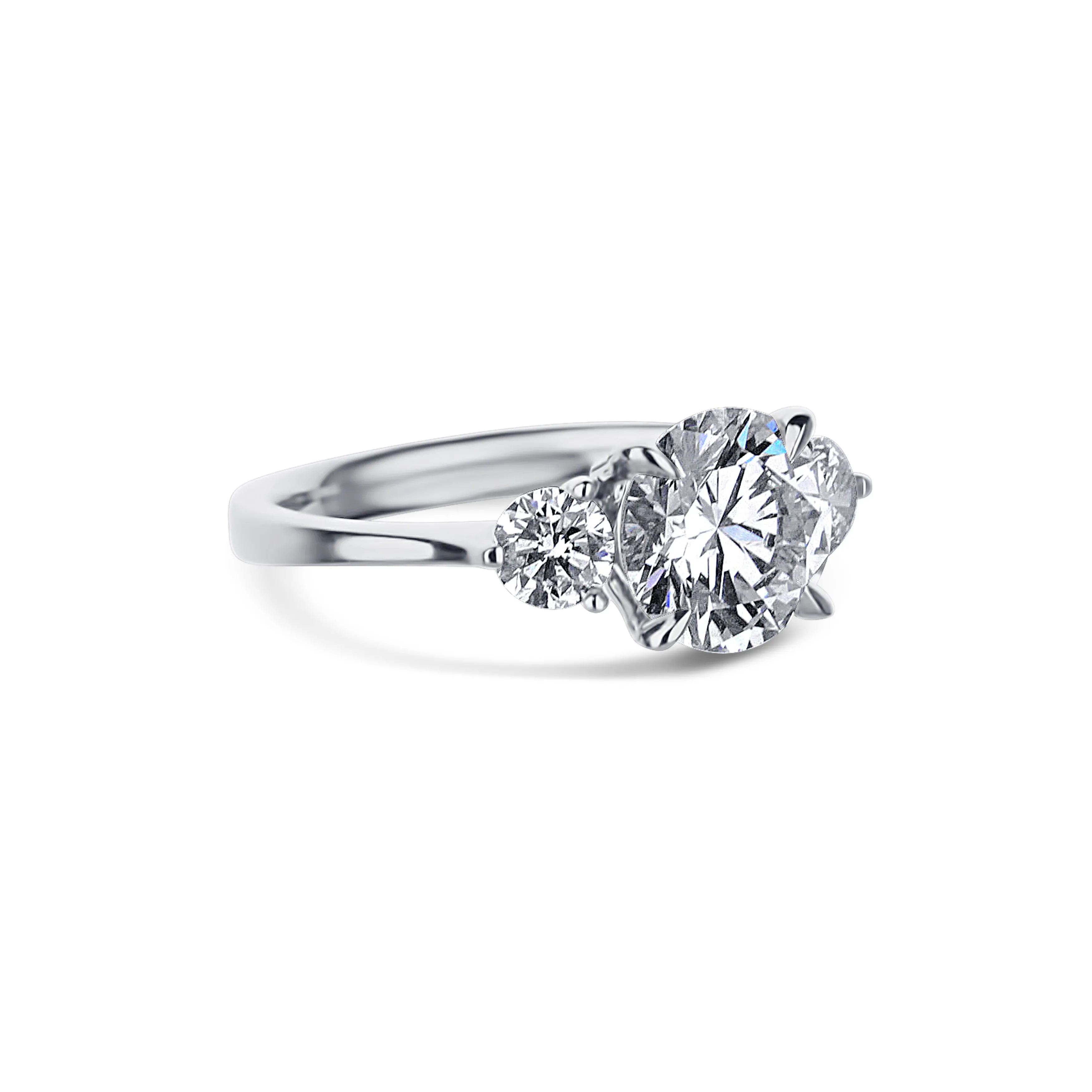 18K White Gold Three-Stone Diamond Engagement Ring