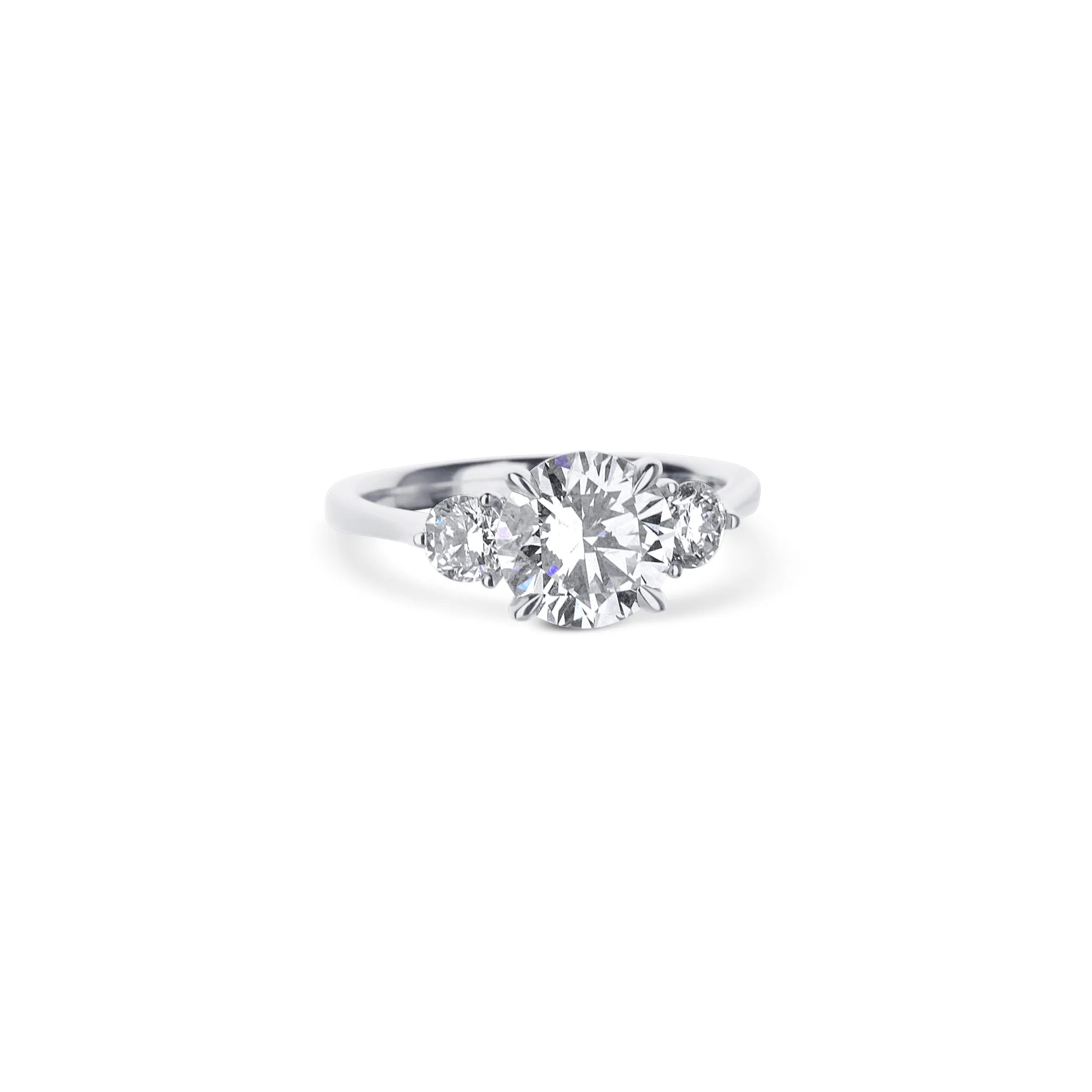 18K White Gold Three-Stone Diamond Engagement Ring