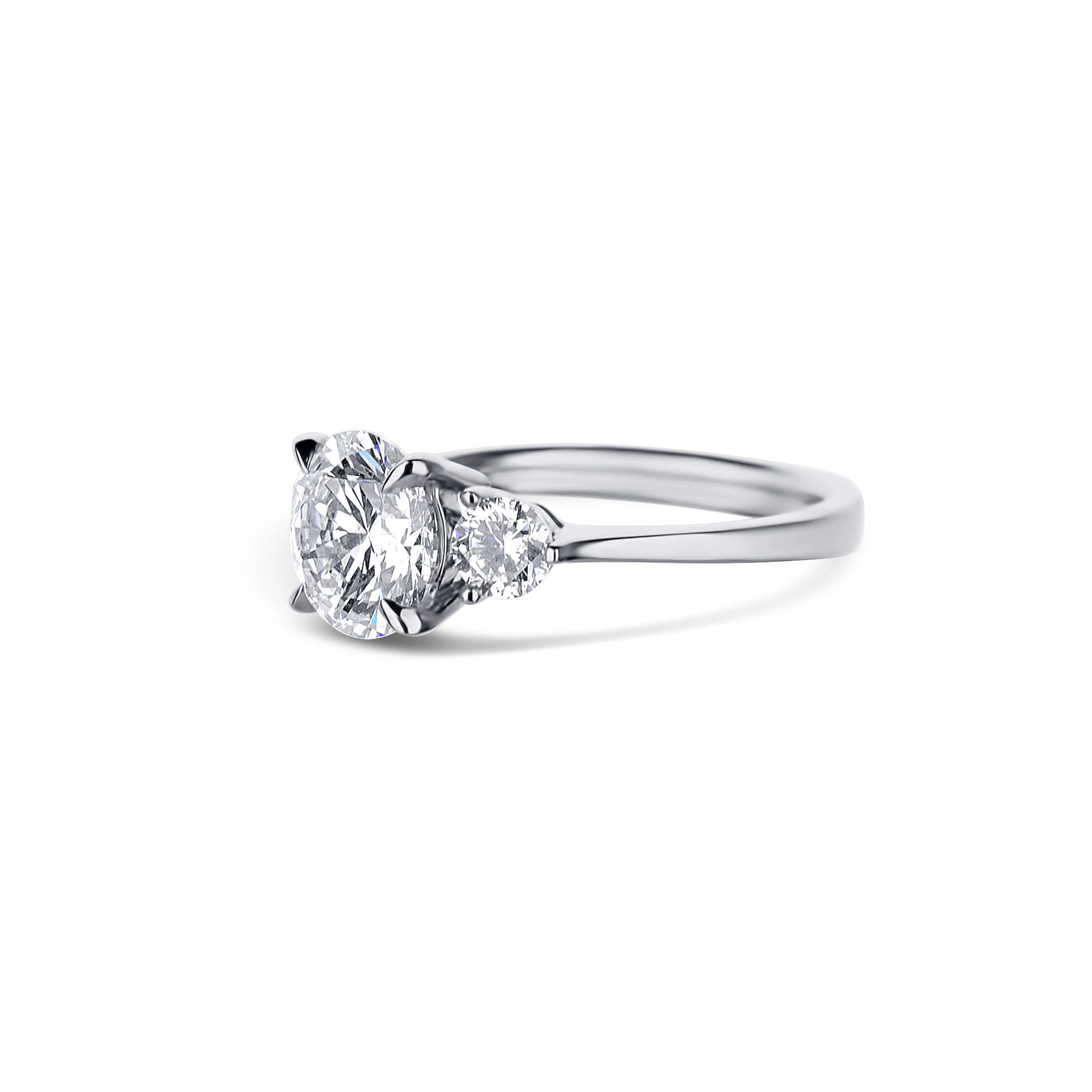 18K White Gold Three-Stone Diamond Engagement Ring
