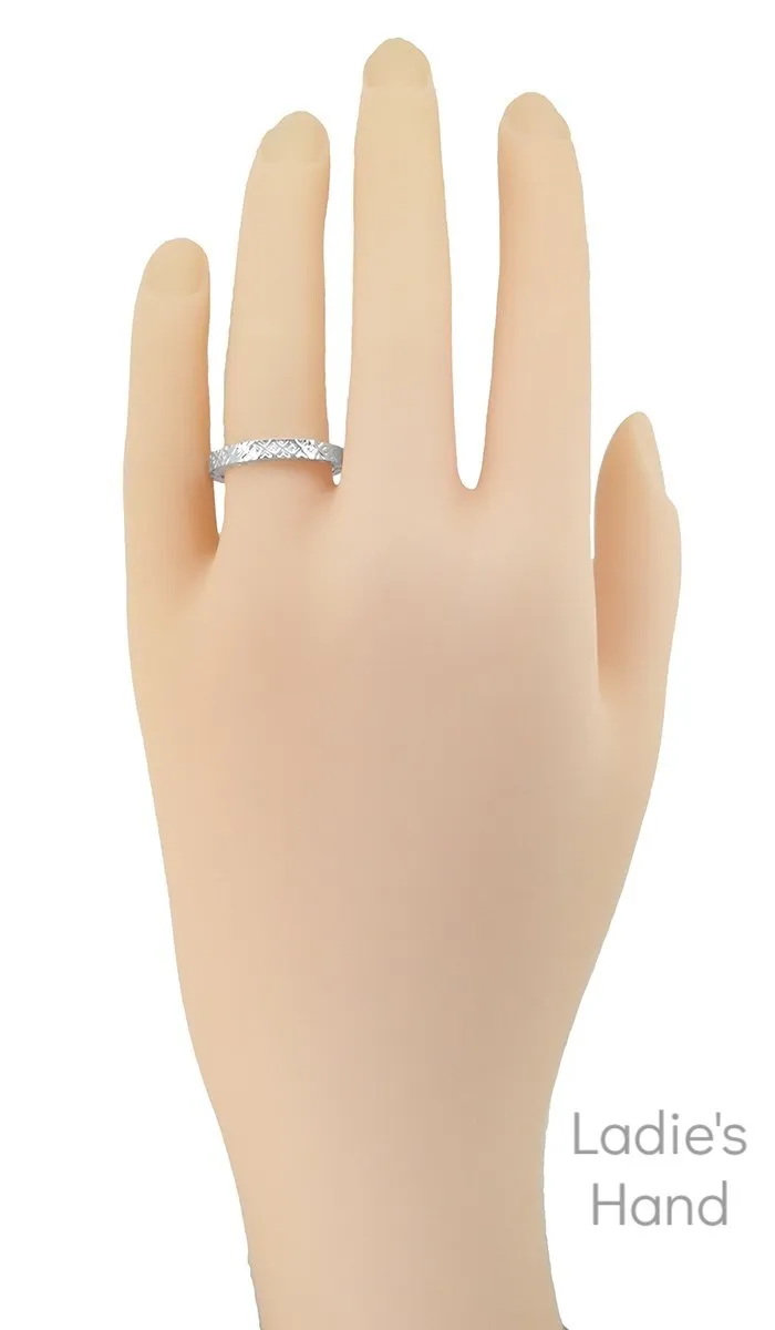 1950's Geometric Modernist Wedding Band in White Gold