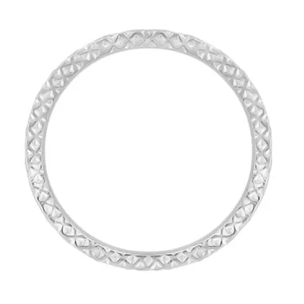 1950's Geometric Modernist Wedding Band in White Gold