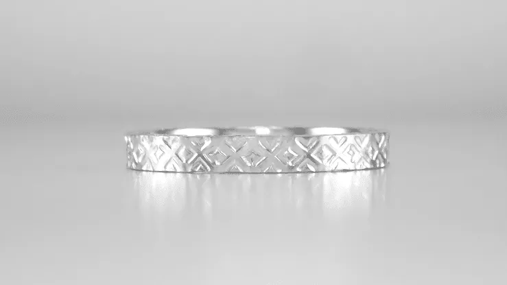 1950's Geometric Modernist Wedding Band in White Gold