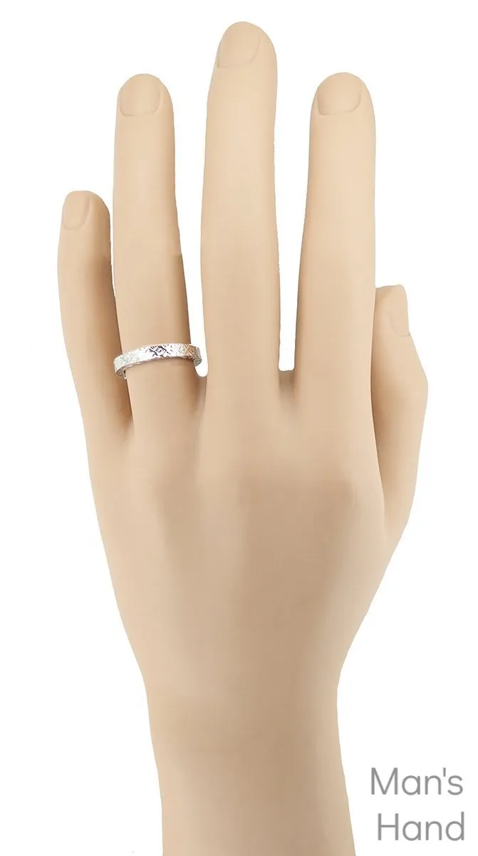 1950's Geometric Modernist Wedding Band in White Gold