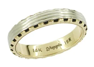 1960's Vintage Lohengrin Wedding Ring in 14 and 18 Karat Yellow and White Gold