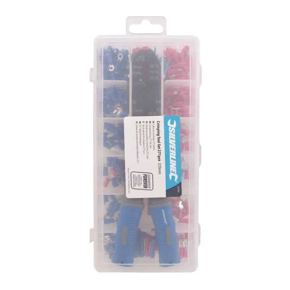 271Pc Electricians Crimping Tool & Crimper Set Silverline 457054 - Wire Terminal Kit