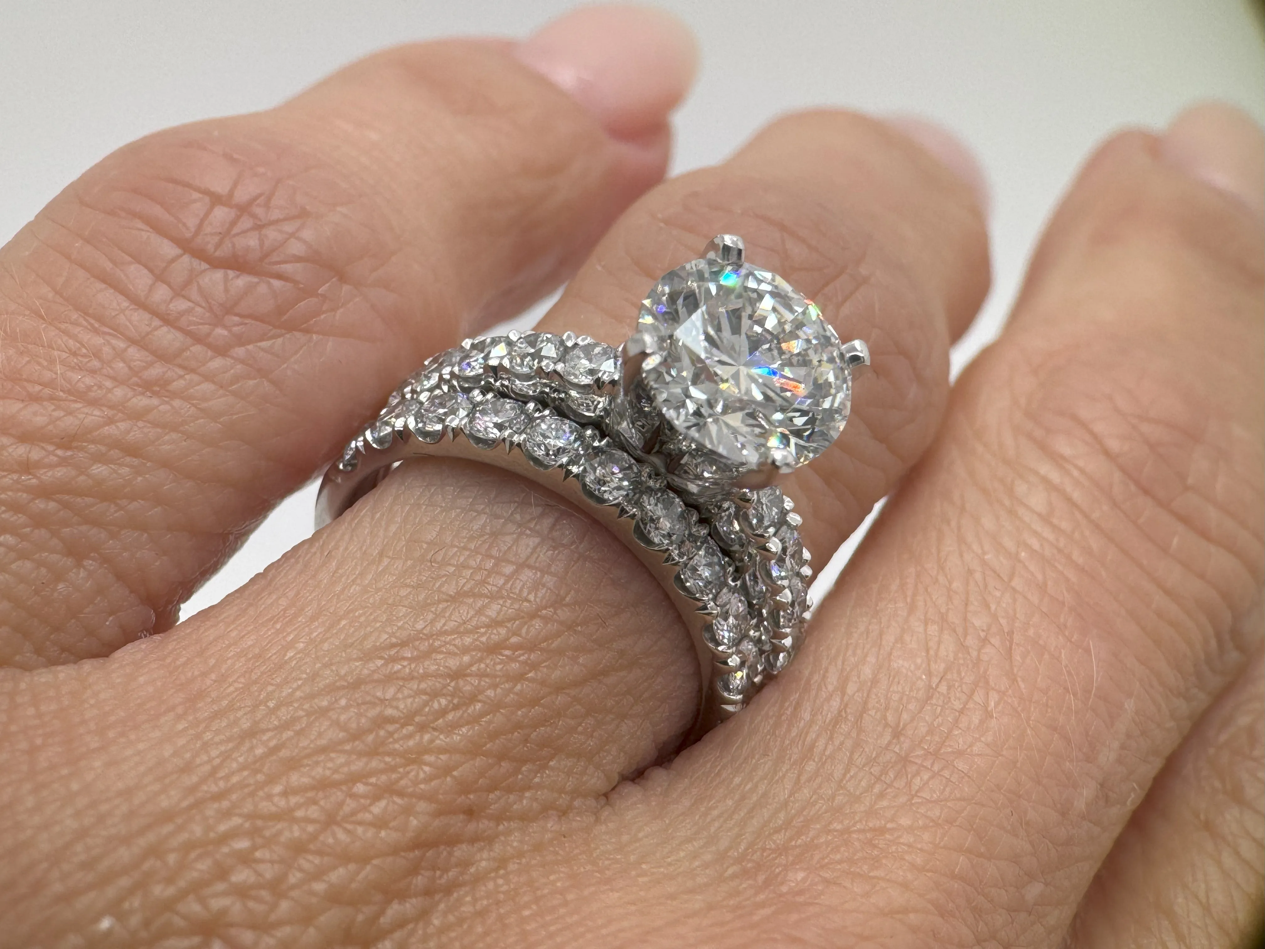 3 Carat Round Diamond Wedding Set | Accented Bridal Set | 14k White, Rose, or Yellow Gold | 4.7 Carat Total Weight
