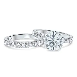 3 Carat Round Diamond Wedding Set | Accented Bridal Set | 14k White, Rose, or Yellow Gold | 4.7 Carat Total Weight
