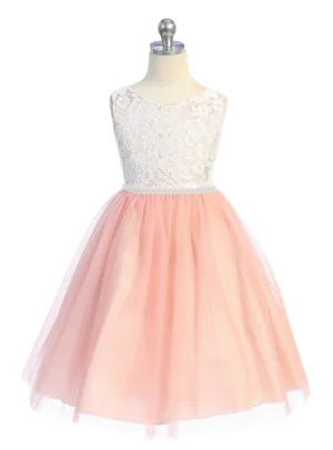 456C Lace Dress w/Thick Pearl Trim