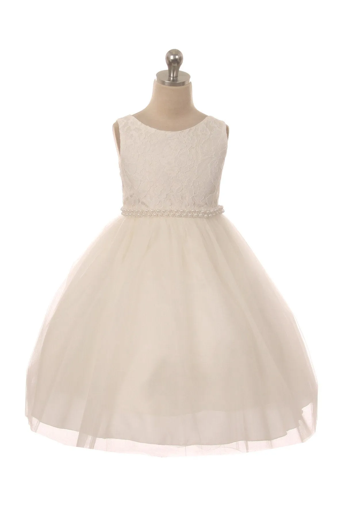 456C Lace Dress w/Thick Pearl Trim