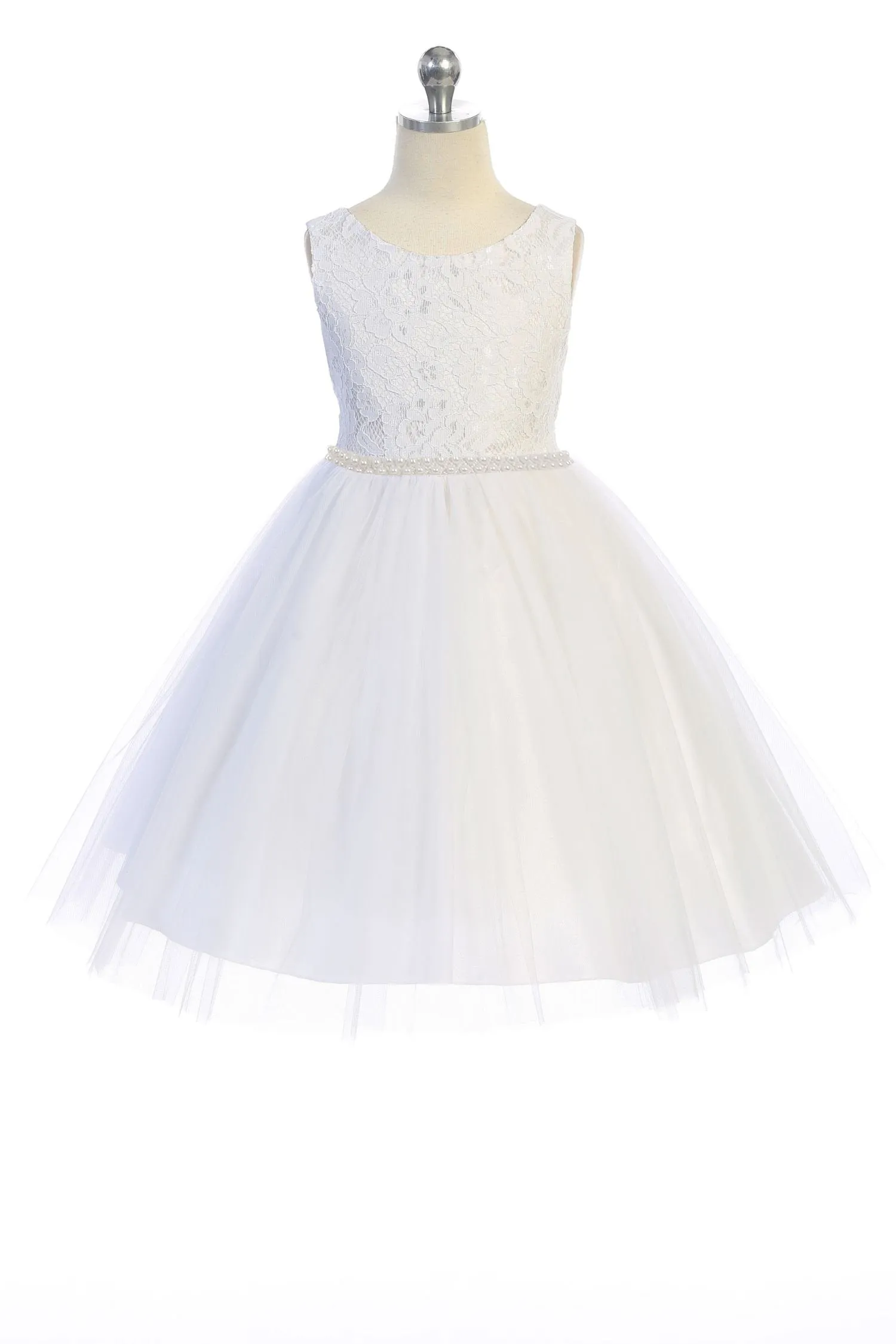 456C Lace Dress w/Thick Pearl Trim