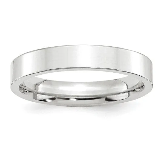4MM White Gold Flat Wedding Band
