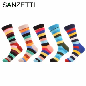 5 pair Men's Colorful Cotton Stripe Socks