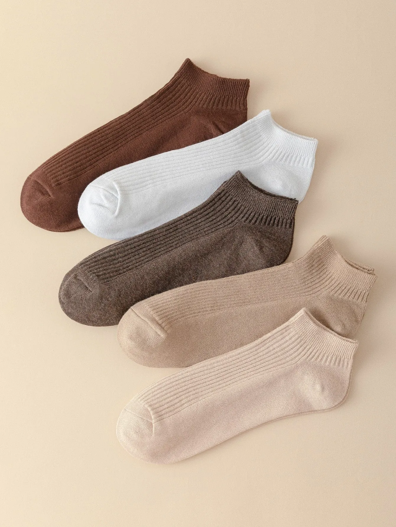 5pairs Solid Ankle Socks - Multicolor
