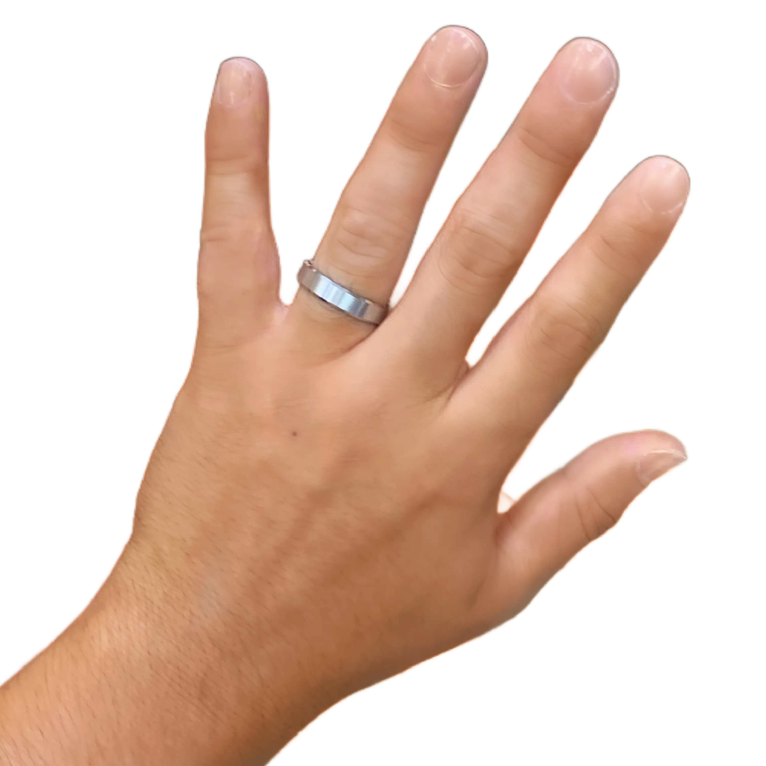 6MM White Gold Carved Satin Wedding Band