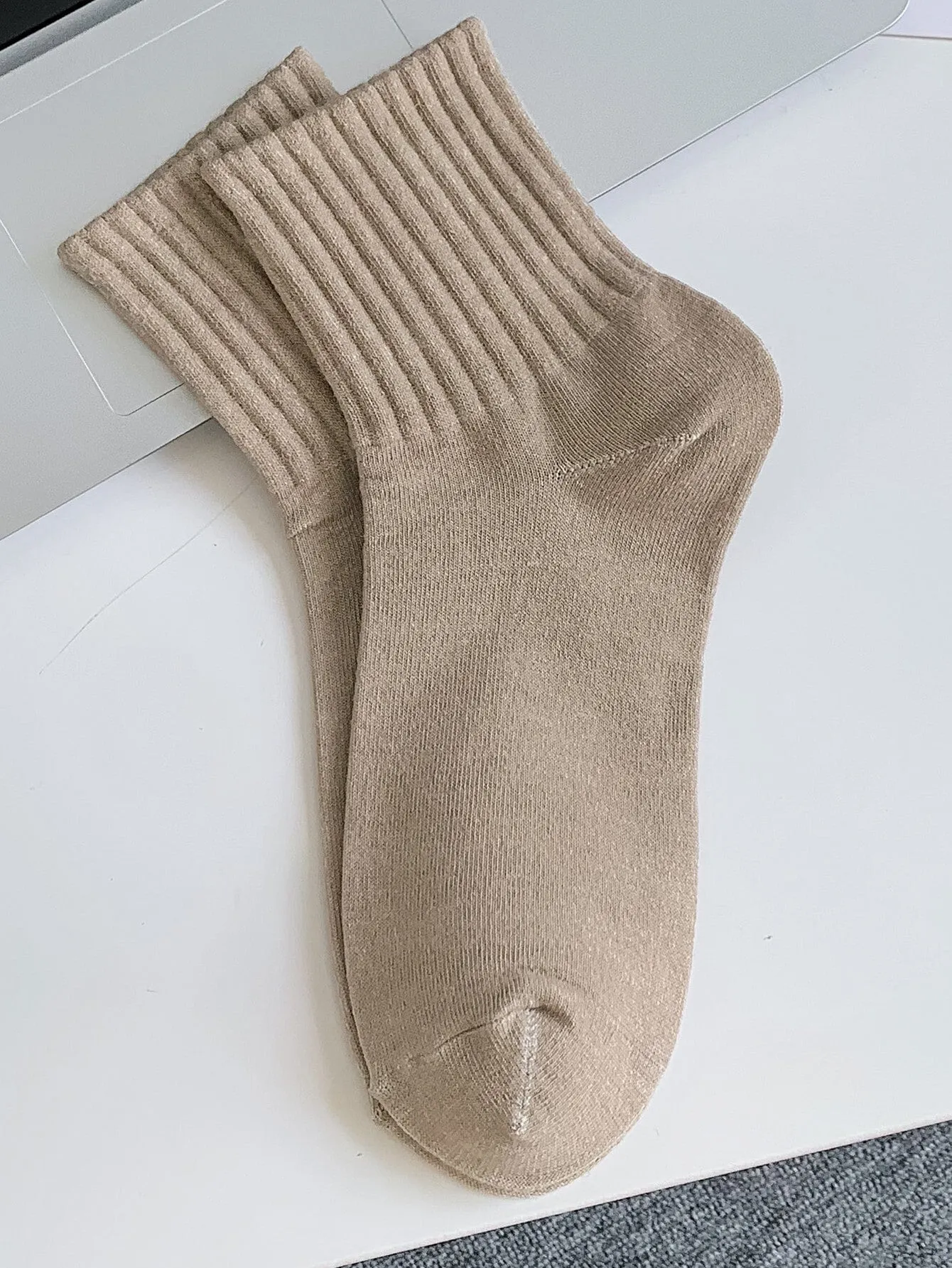 6pairs Solid Crew Socks - Multicolor