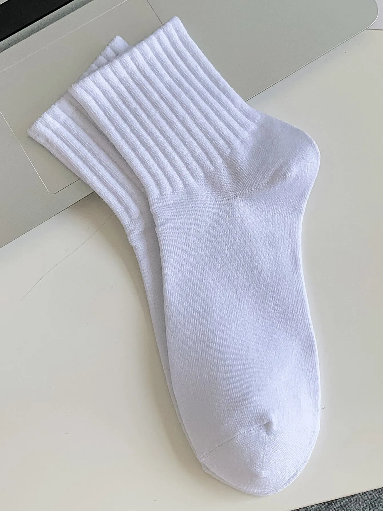 6pairs Solid Crew Socks - Multicolor