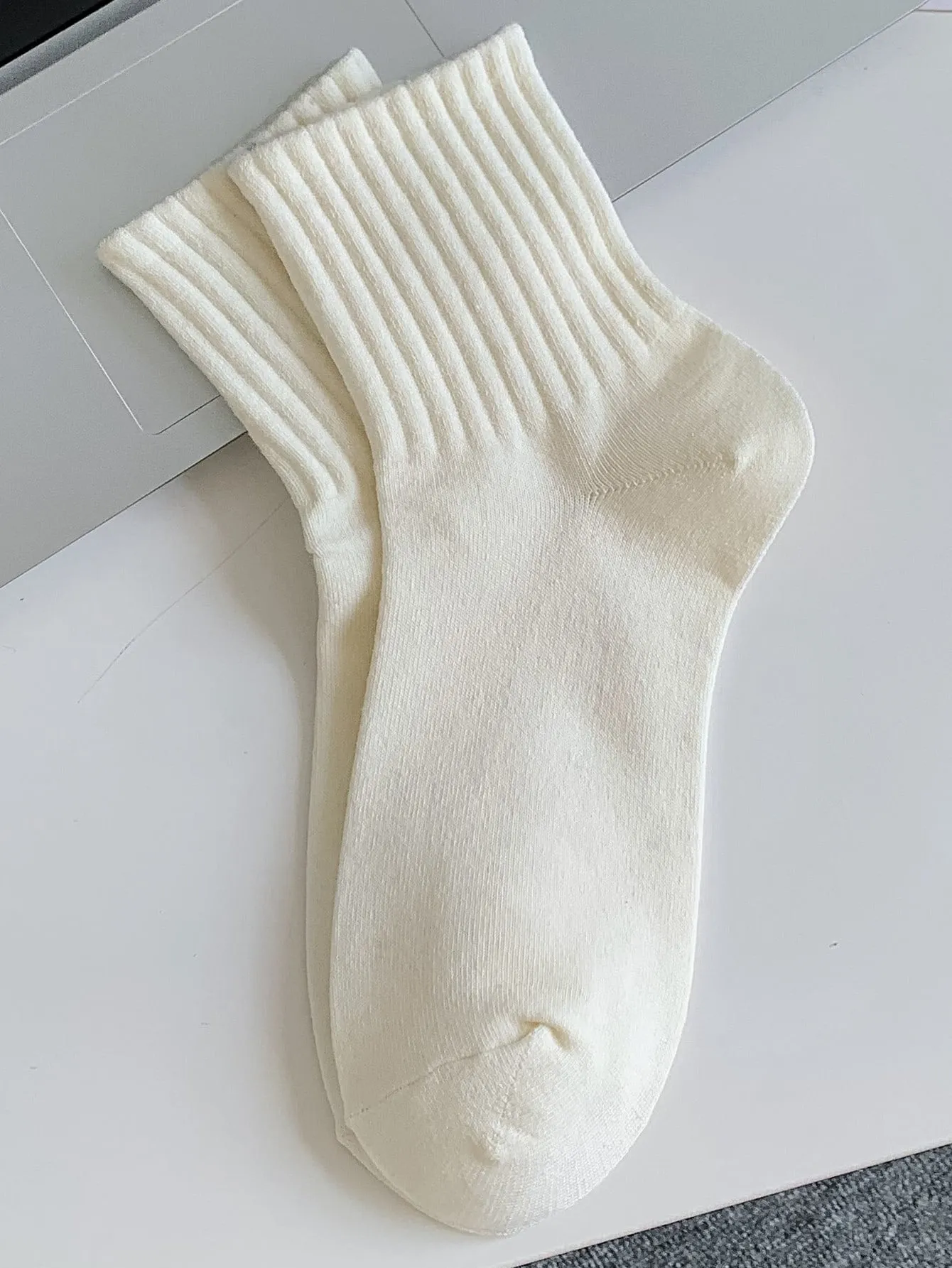6pairs Solid Crew Socks - Multicolor