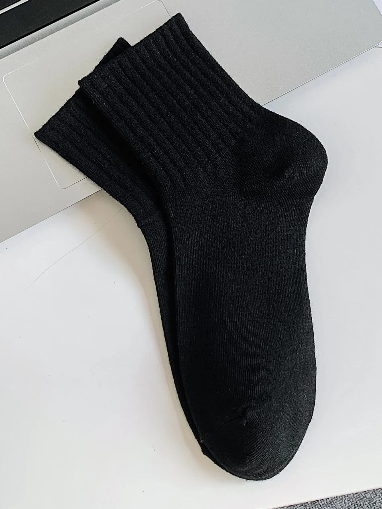 6pairs Solid Crew Socks - Multicolor