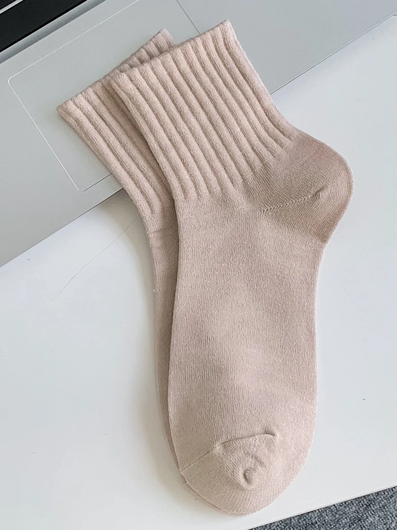 6pairs Solid Crew Socks - Multicolor