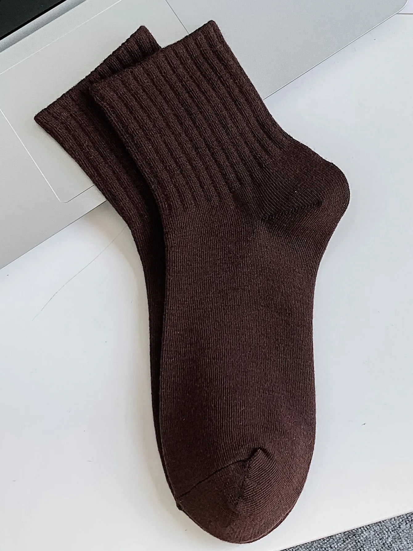 6pairs Solid Crew Socks - Multicolor
