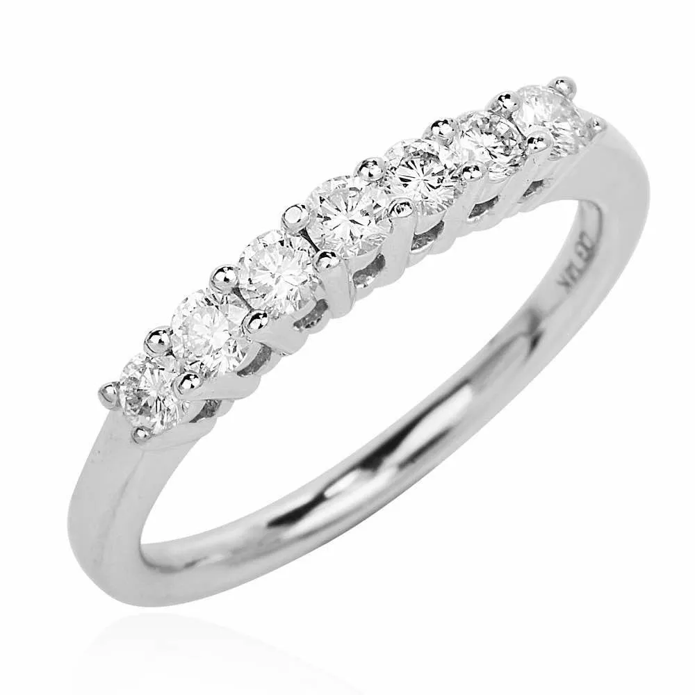 7-Diamond 14K White Gold Wedding Band with Half a Carat of Diamonds