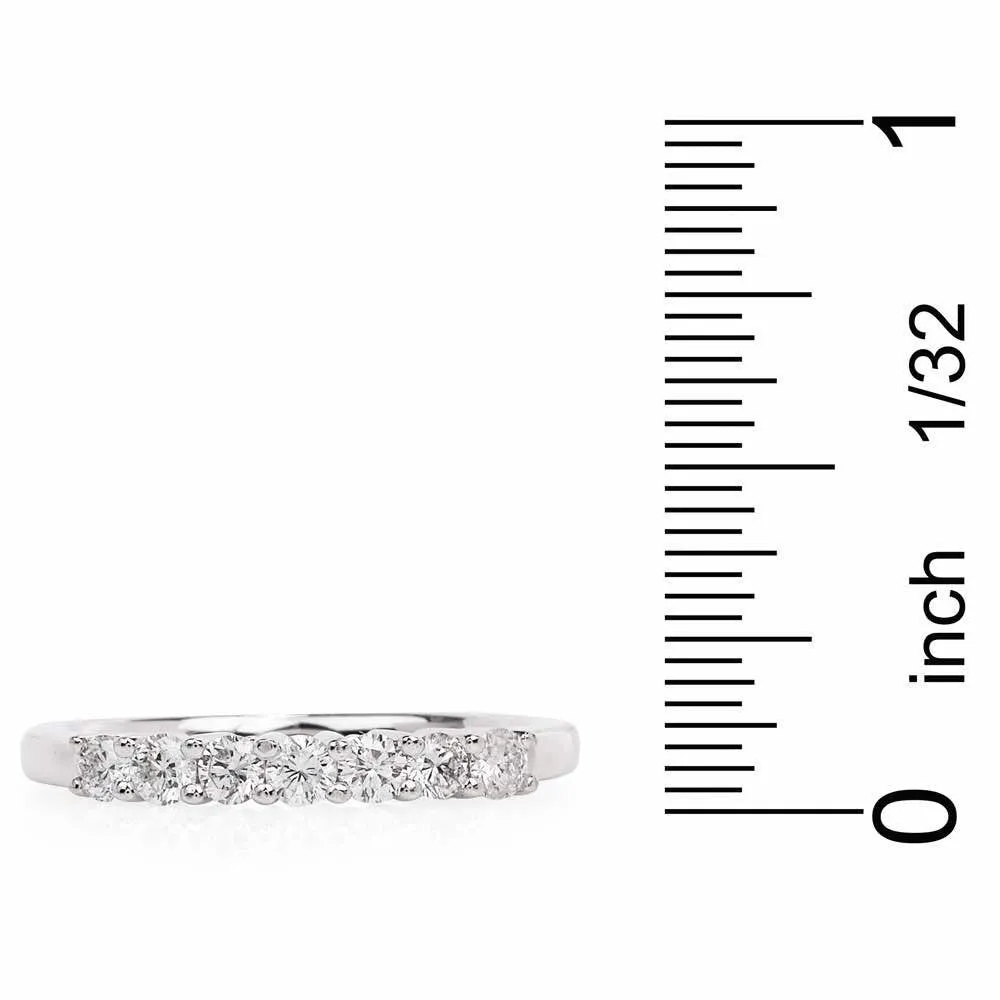 7-Diamond 14K White Gold Wedding Band with Half a Carat of Diamonds