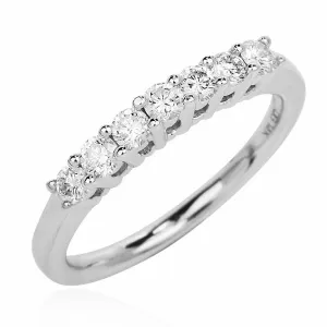 7-Diamond 14K White Gold Wedding Band with Half a Carat of Diamonds