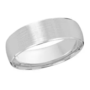 7MM White Gold Carved Satin Wedding Band