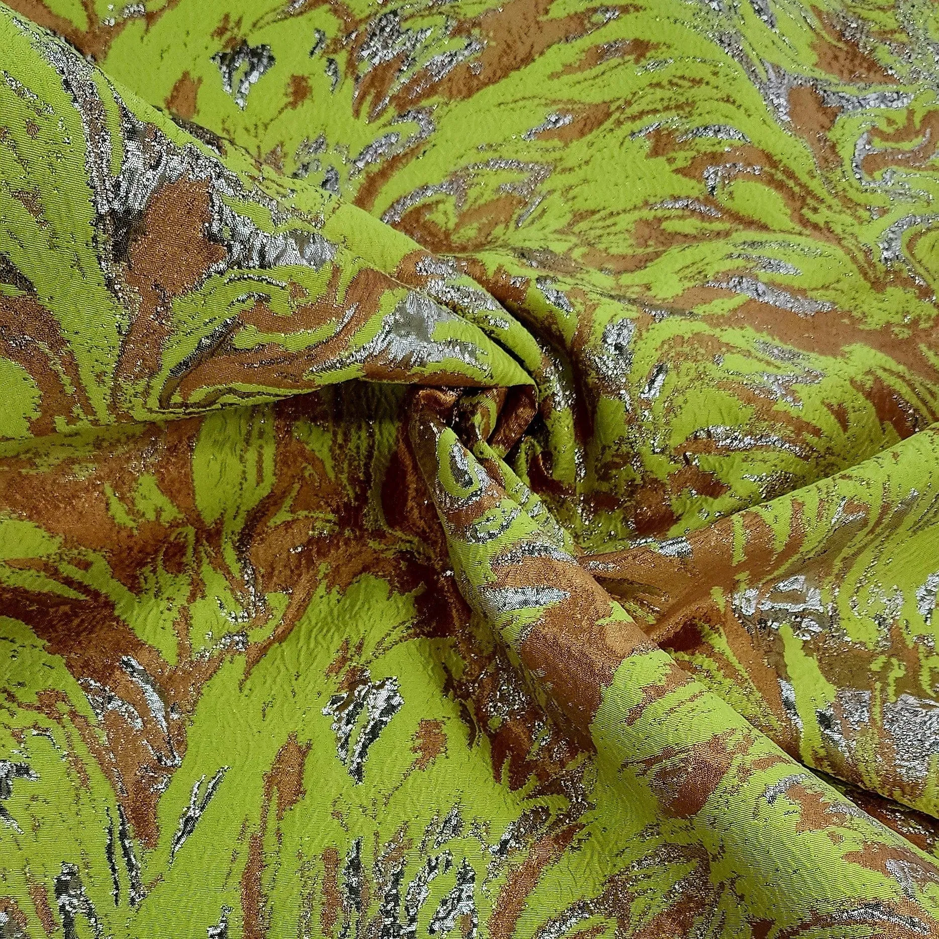 Abstract Lurex Brocade Fabric Yellow 150 cm