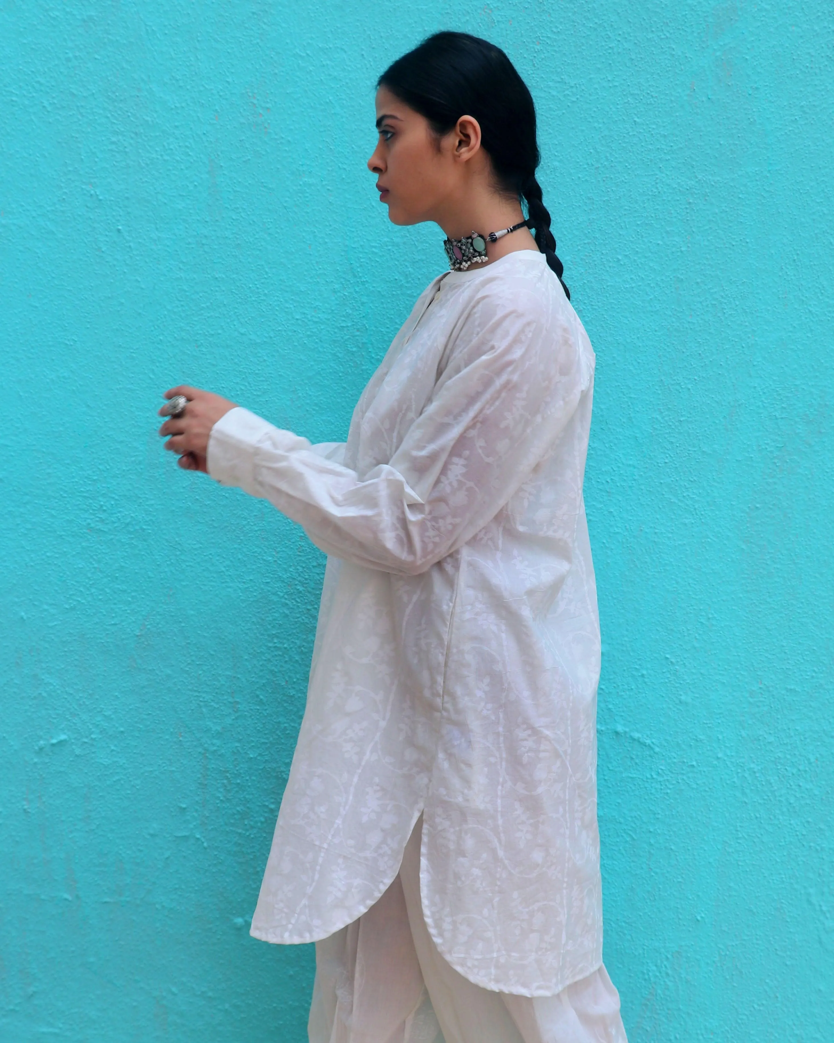 Adaag Cotton Kurta - Safed