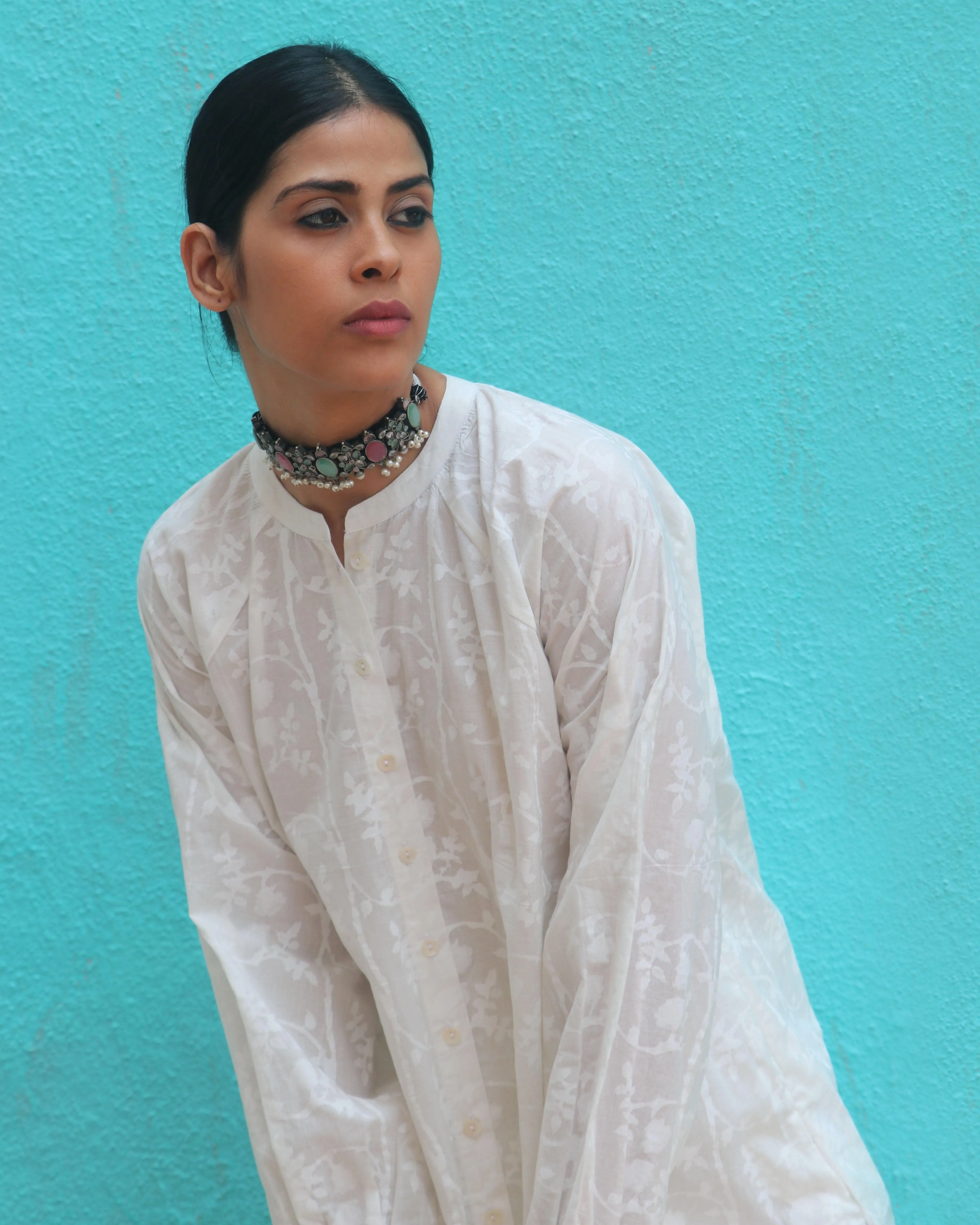 Adaag Cotton Kurta - Safed