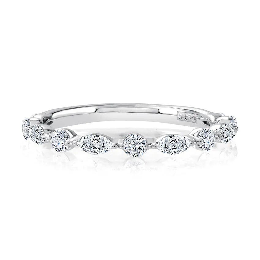 Alternating Round and Marquise Diamond Stackable Ring