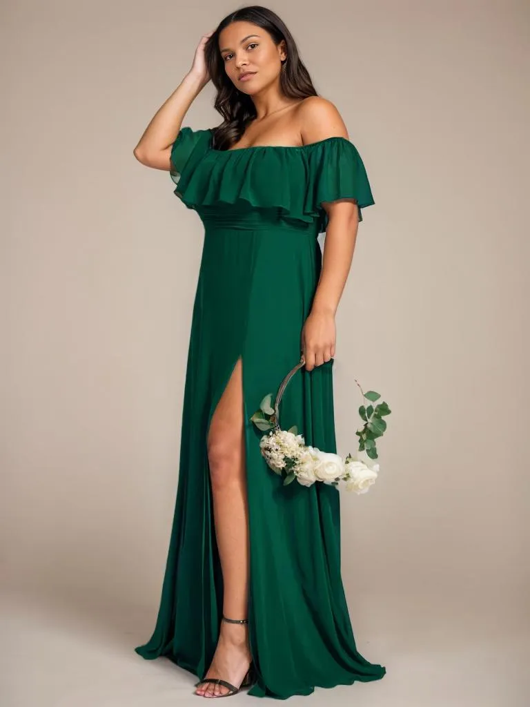 Angelina emerald off shoulder bridesmaid dress s24 Express NZ wide