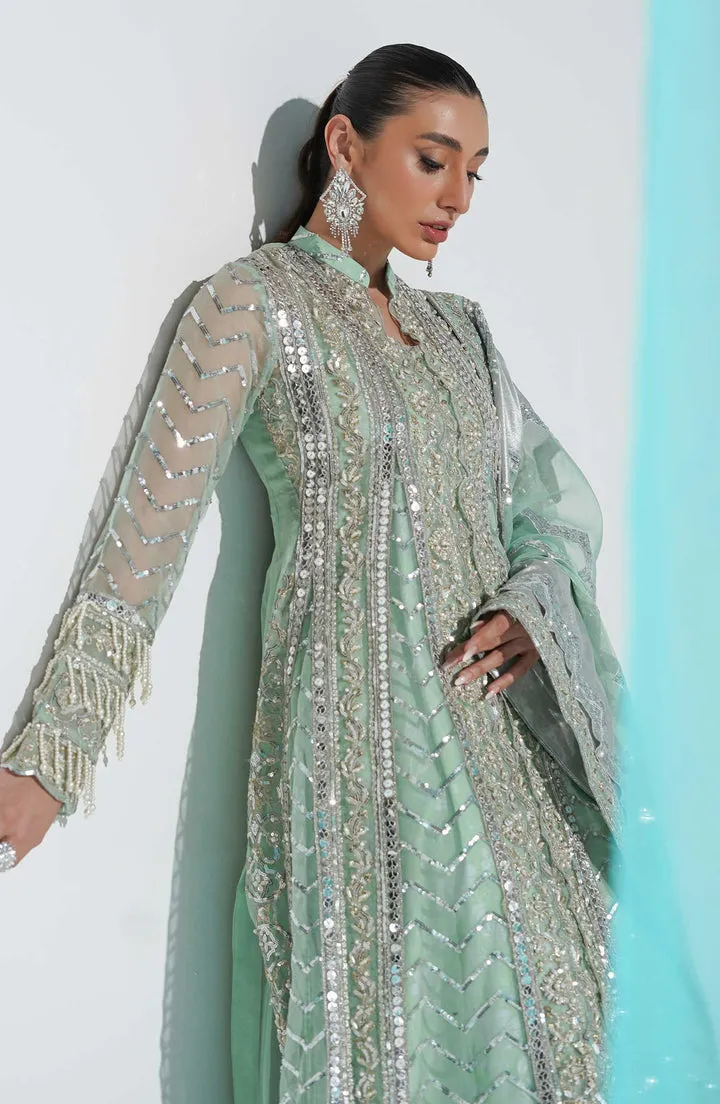 Aqua Blue Heavily Embellished Pakistani Pishwas Lehenga Wedding Wear