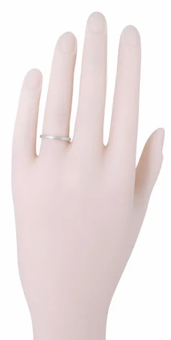 Art Deco Engraved Wheat Wedding Band in 10 Karat White Gold
