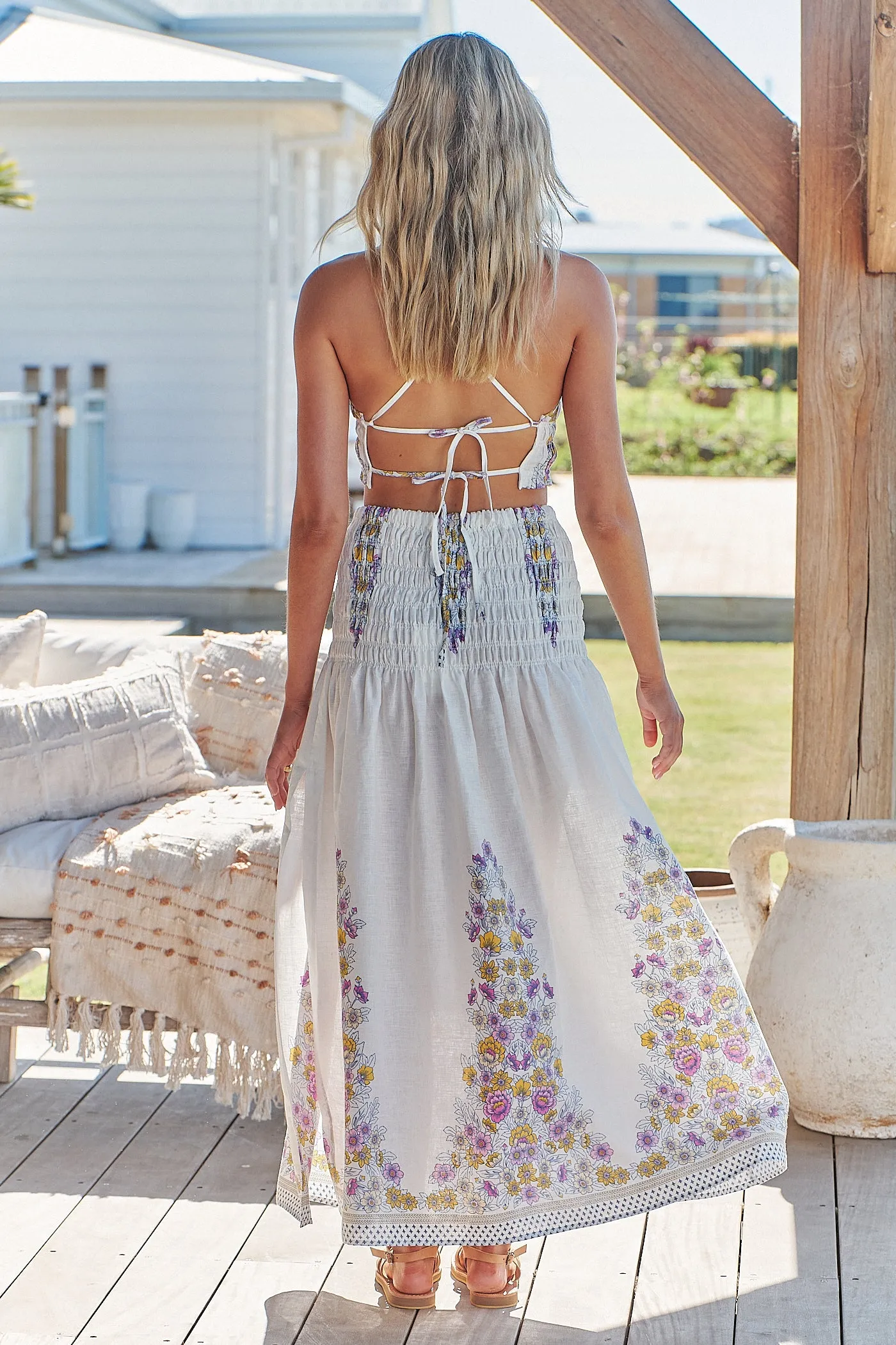Aurelia Crop Top- White Daylilies