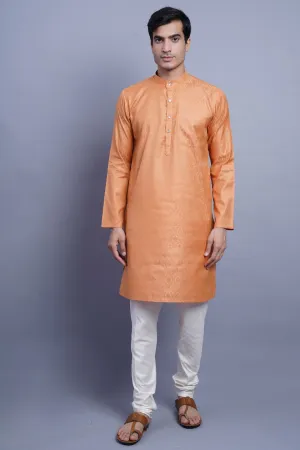 Banarasi Art Silk Cotton Orange Kurta Pajama