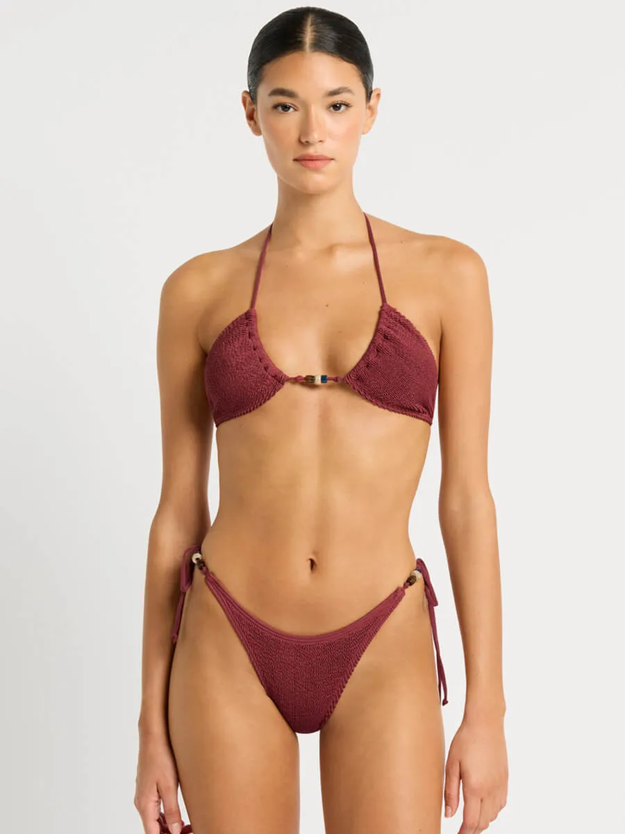 Beaded Ingrid Triangle in Carmine Recycled
