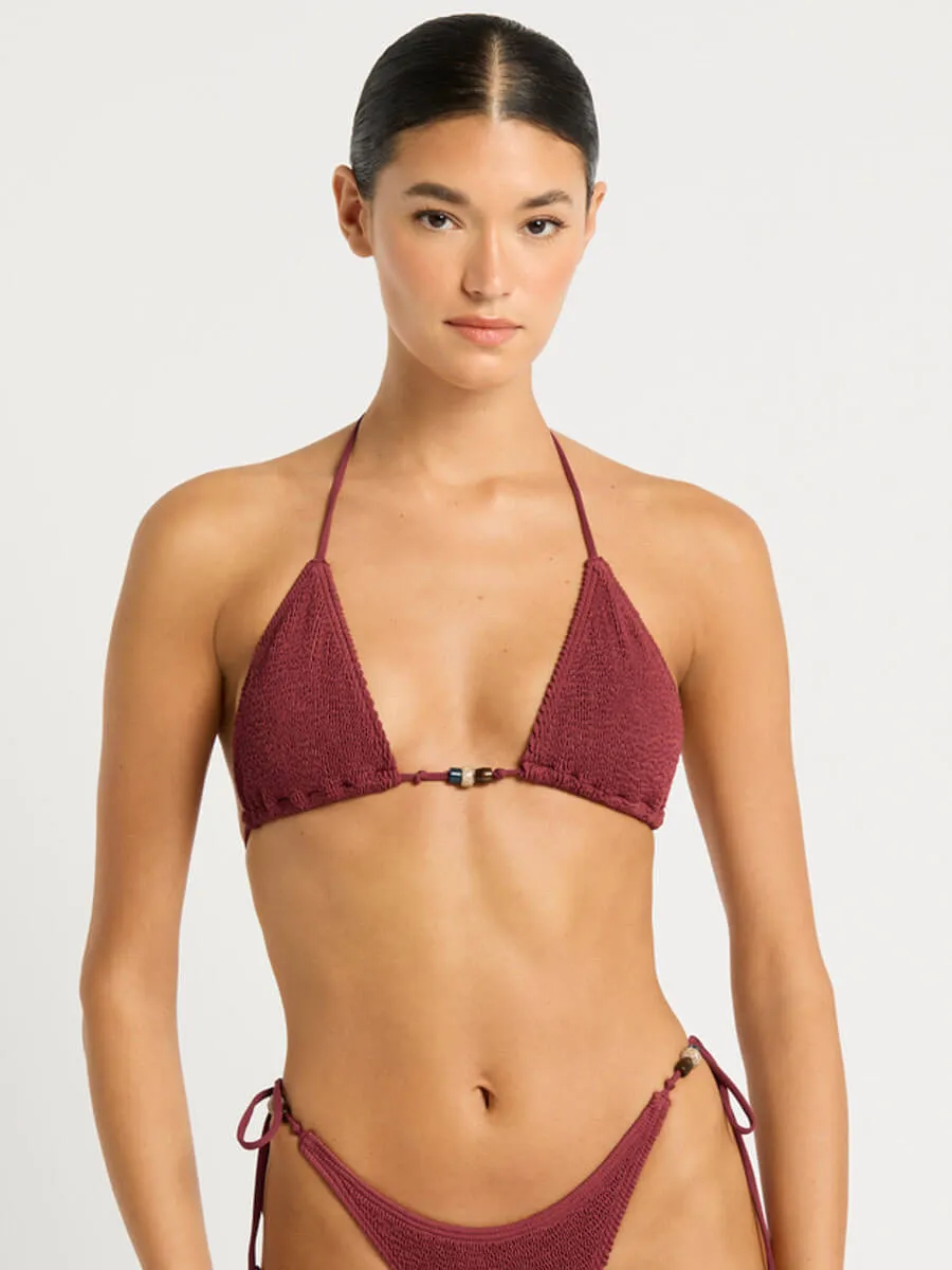 Beaded Ingrid Triangle in Carmine Recycled