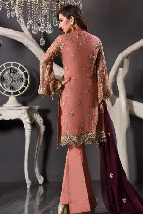 Beautiful Pakistani Party Wear of Peach Colour # P2602