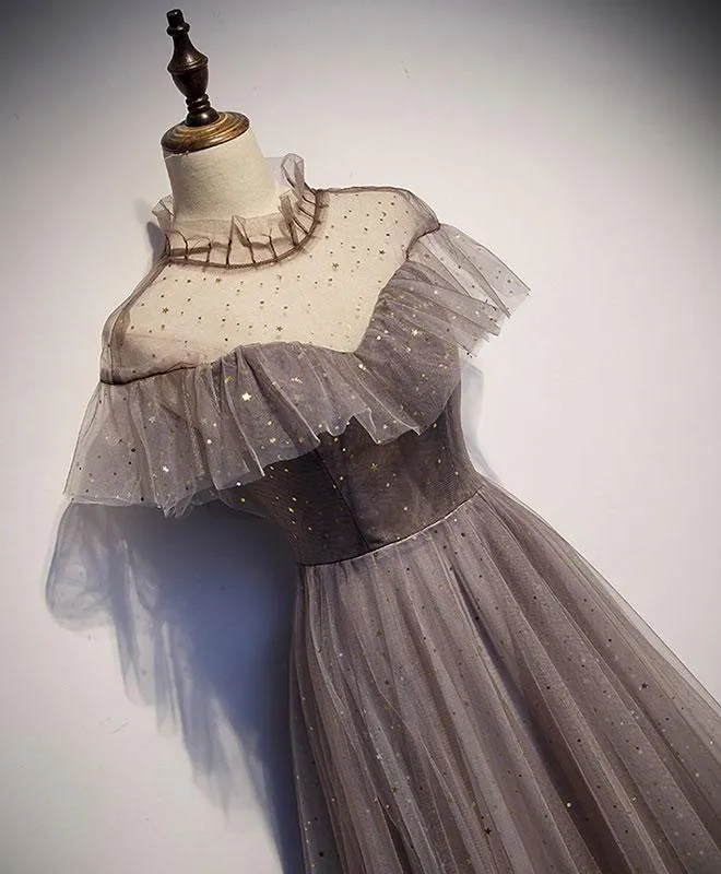 Beautiful Shiny Tulle Long Simple Prom Dress, Tulle Evening Dress