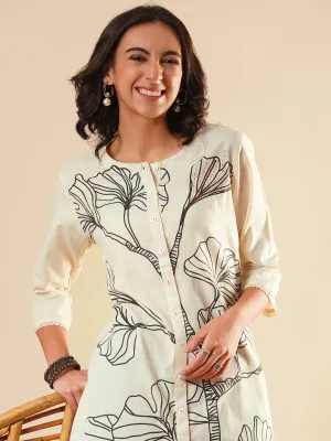 Beige Comfort Fit Cotton Kurta for Women Online in India - Zola