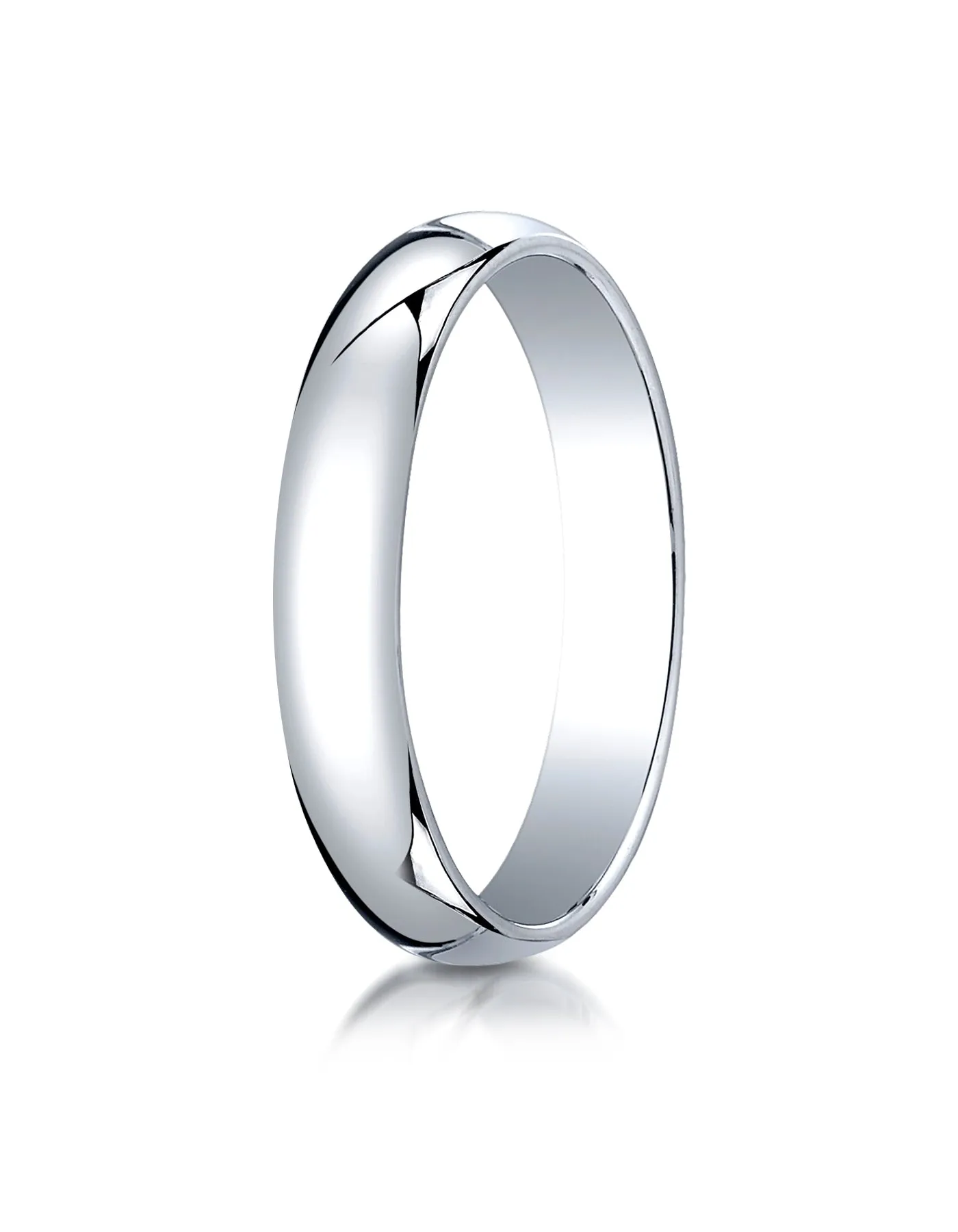 Benchmark 14K White Gold 4mm Slightly Domed Traditional Oval Wedding Band Ring (Sizes 4 - 15 )