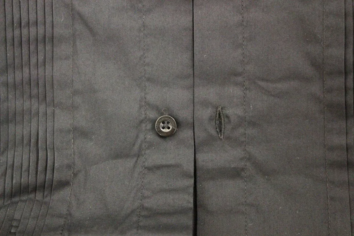 Black cotton slim fit shirt