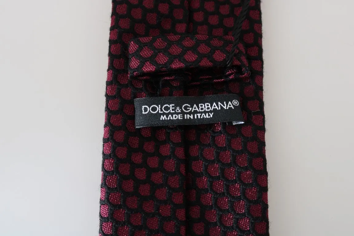 Black Silk Bordeaux Pattern Classic Tie