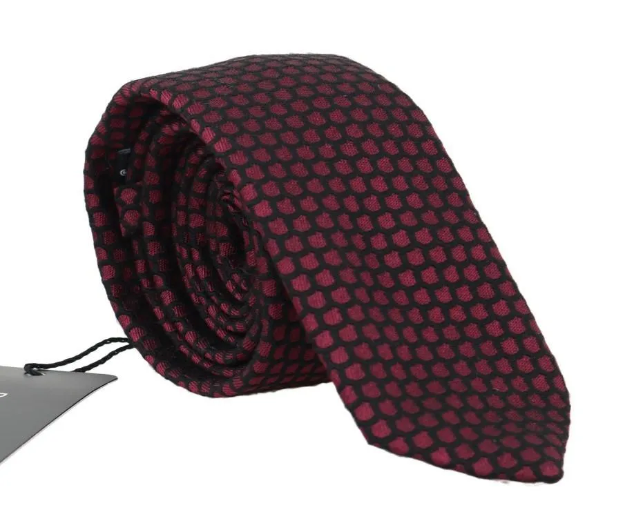 Black Silk Bordeaux Pattern Classic Tie
