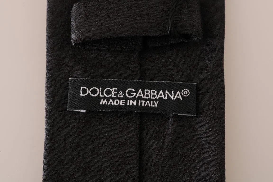 Black Silk Patterned Classic Tie
